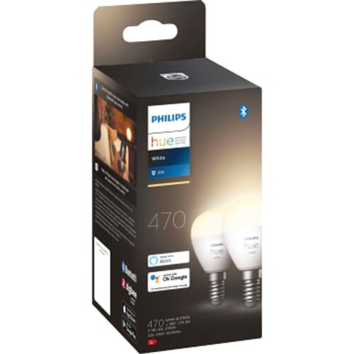 Hue LED Klot 40W E14 Dimbar 2-pack Philips