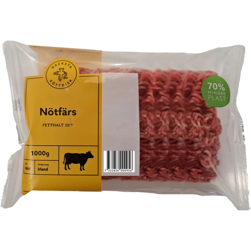 Nötfärs Färsk 20% 1kg Hacksta Köttdisk