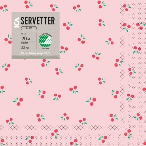 Servett 33cm Körsbär