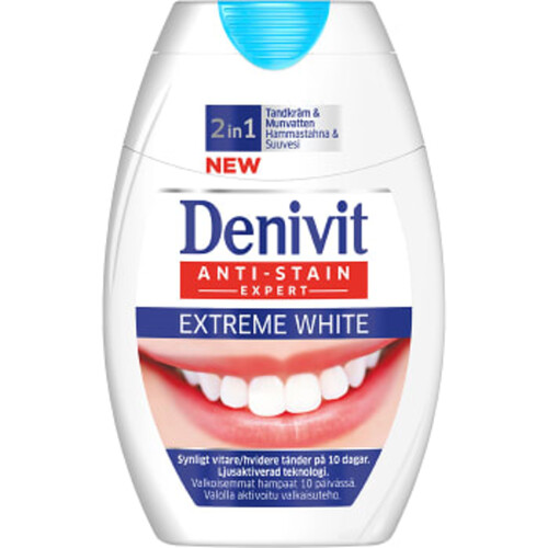 Extreme white 2 in 1 Tandkräm 75ml Denivit