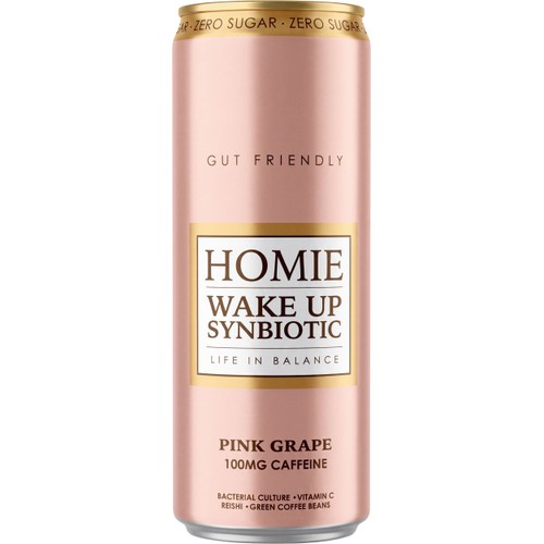 Energidryck Wake Up Synbiotic Med Smak Av Pink Grape 330ml Homie