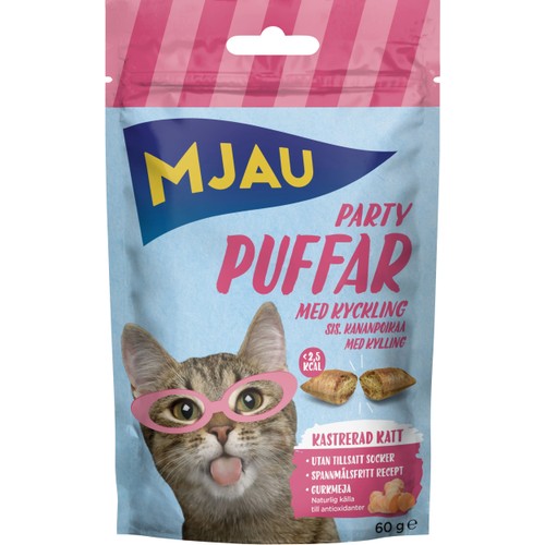 Kattgodis Partypuffar med kyckling 60 Gram Mjau