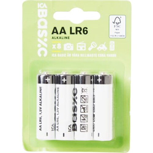 Batteri LR6 AA 8-p ICA Basic