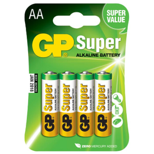 Batteri GP Super Alkaline 15A/U4 4-p Batteristen