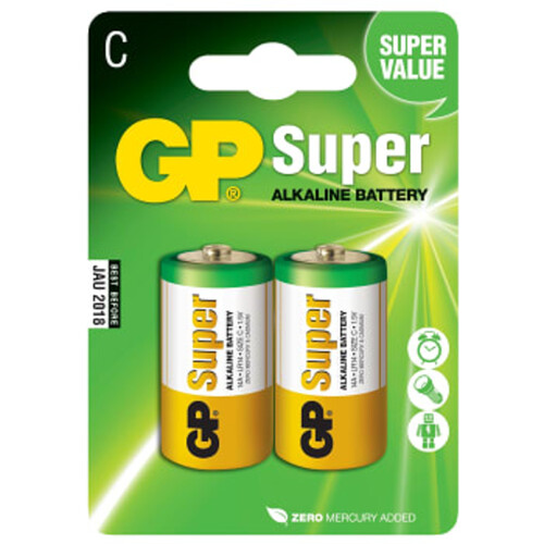 Batteri GP Super Alkaline 14A/U2 2-p Batteristen