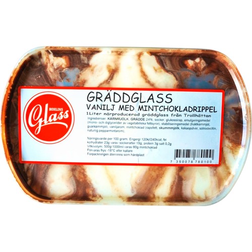Gräddglass Vanilj Med Mintchokladrippel 1l Bohlins Glass