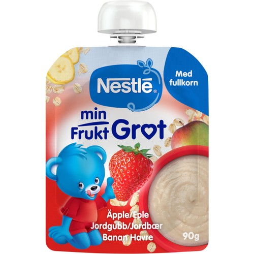 Barnmat Min Frukt gröt äpple, banan & jordgubb 6m 90g Nestle