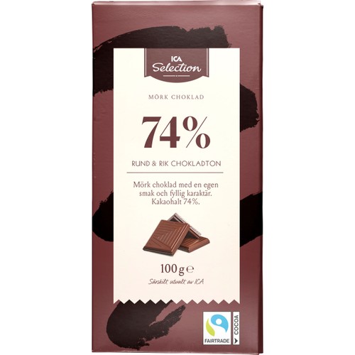 Choklad Mörk 74% 100g ICA Selection
