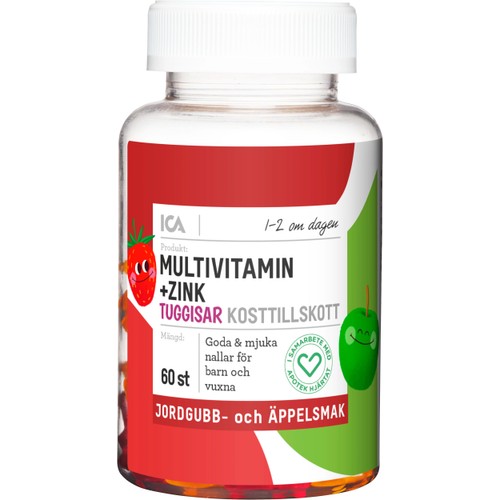 Multivitamin + Zink Tuggisar Kosttillskott 60st ICA Hjärtat