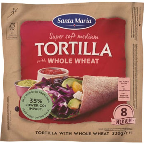 Tortilla Whole Wheat 8-p 320g Santa Maria