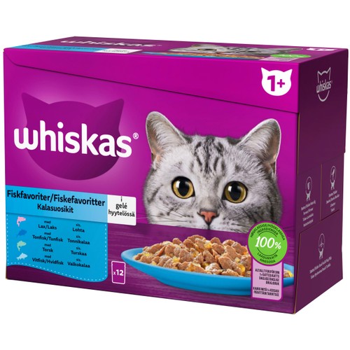 Kattmat Fiskfavoriter i gele 1+ 12-p Whiskas