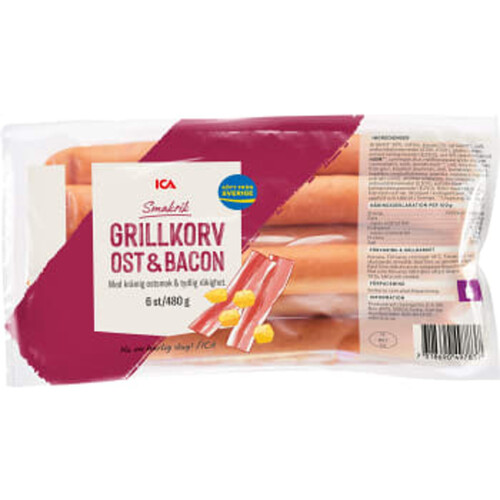 Grillkorv ost & bacon 480g ICA
