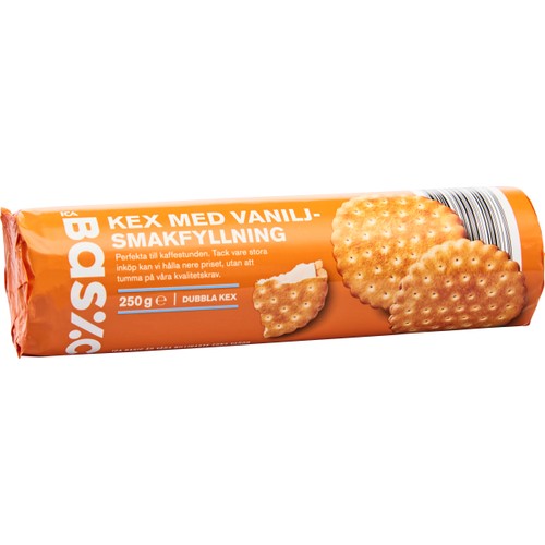 Kex med vaniljfyllning 250g ICA Basic