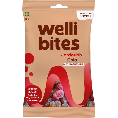 Godis Jordgubb Cola Sockerfri 70g Wellibites