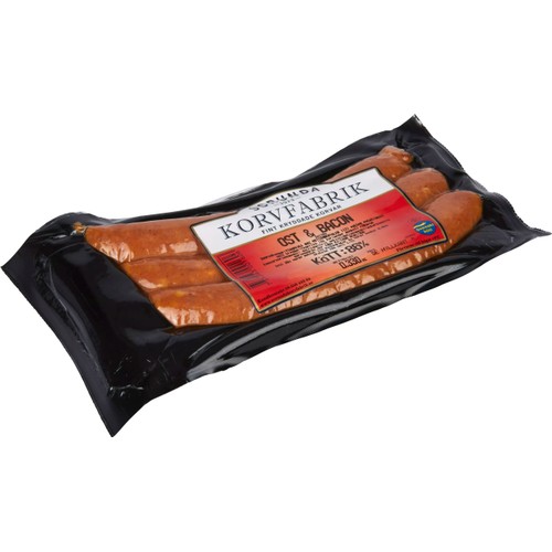 Korv Ost Bacon 86% Kötthalt 330g Sorunda Korv