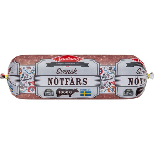 Nötfärs rullpack 12% 1kg Gudruns