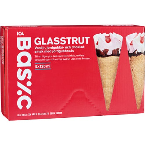 Glasstrut Jordgubb 8-p 120ml ICA Basic