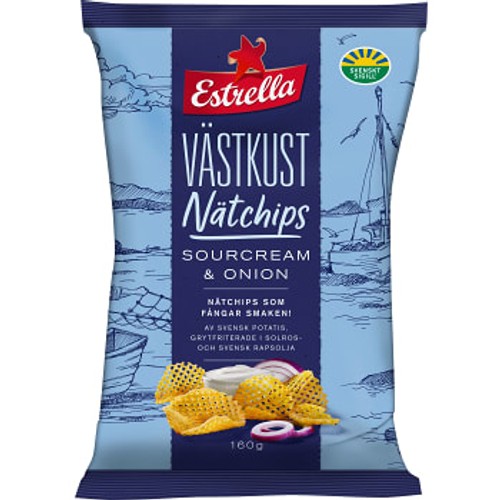 Västkust Nätchips Sourcream & Onion160g Estrella