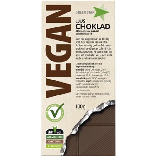 Chokladkaka Ljus Vegan Ekologisk 100g Greenstar