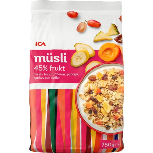 Müsli 45% Frukt 750g ICA