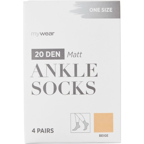 Ankelsocka 4p 20D beige onesize mywear