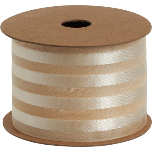 Organzaband randig vit 4 cm x 5m