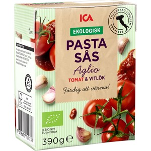 Pastasås tomat & vitlök Ekologisk 390g ICA