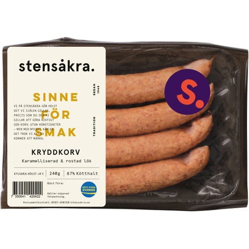 Kryddkorv Karamelliserad och Rostad Lök 87% Kötthalt 240g Stensåkra