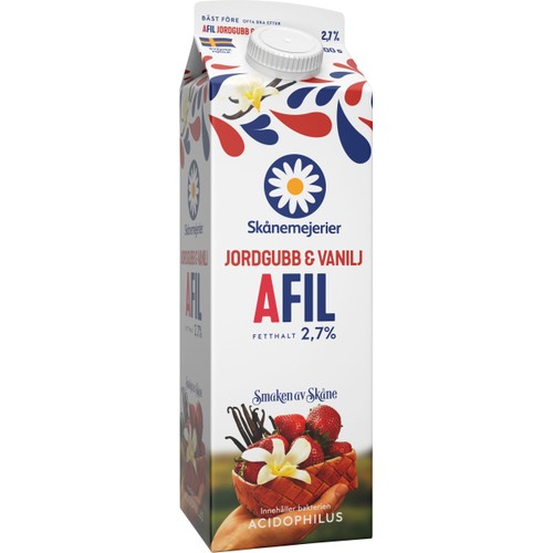 A-fil Jordgubb & vanilj 3% 1l Skånemejerier