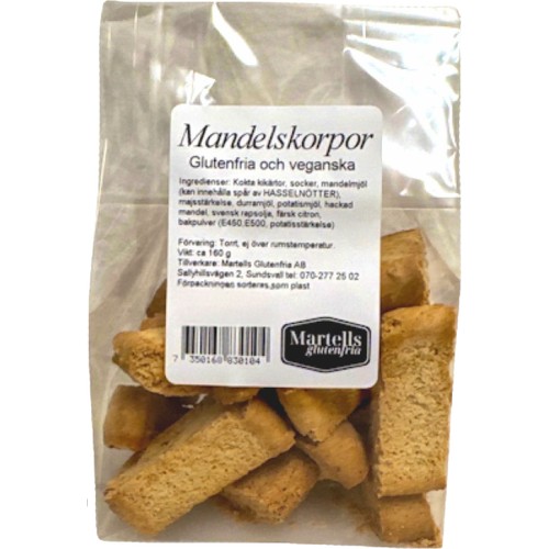 Mandelskorpor Glutenfria Och Veganska 160g Martells Glutenfria