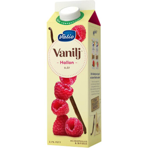 Vaniljyoghurt Hallon slät 2,1% 1000g Valio