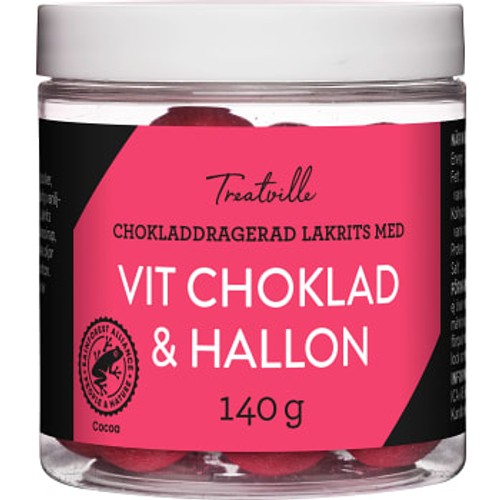 Lakritskulor Chokladdragerad lakrits-Hallon 140g Treatville
