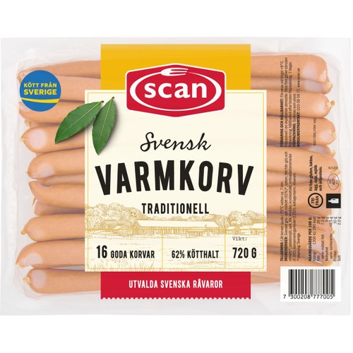 Varmkorv 62% Kötthalt 720g Scan
