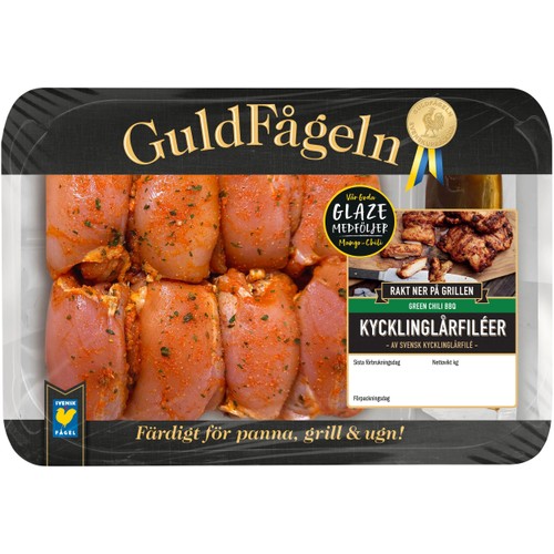 Kycklinglårfilé green chili BBQ ca 800g Guldfågeln