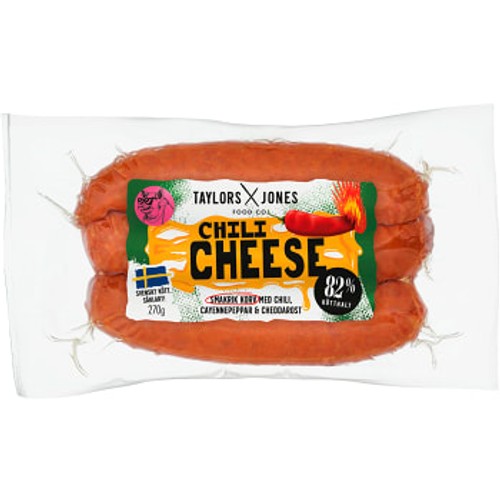 Korv Chili Cheese 82% Kötthalt 270g Taylors and Jones