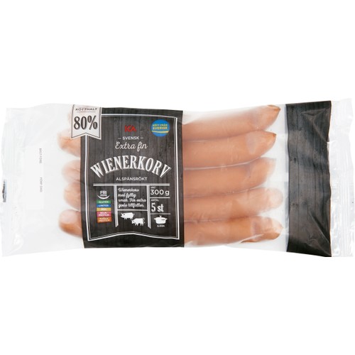 Wienerkorv Ectra fin 80% Kötthalt 300g ICA