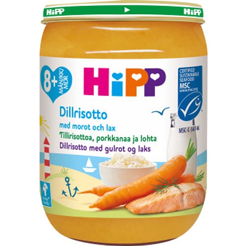 Barnmat Dillrisotto med morot & lax 8mån 190g Hipp