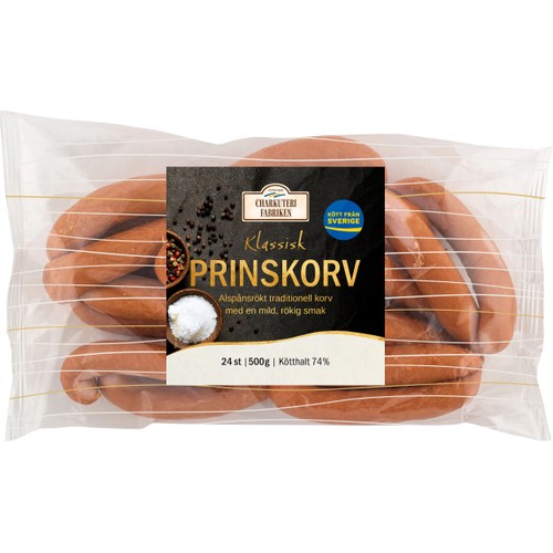 Prinskorv klassisk 65% kötthalt 500g Charkuterifabriken