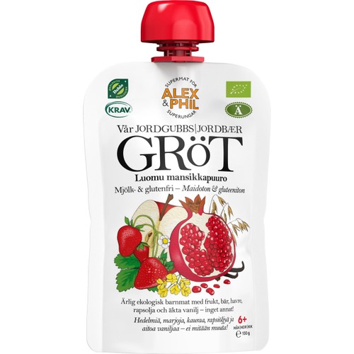 Gröt Jordgubb & vanilj 6m 100g KRAV Alex & Phil