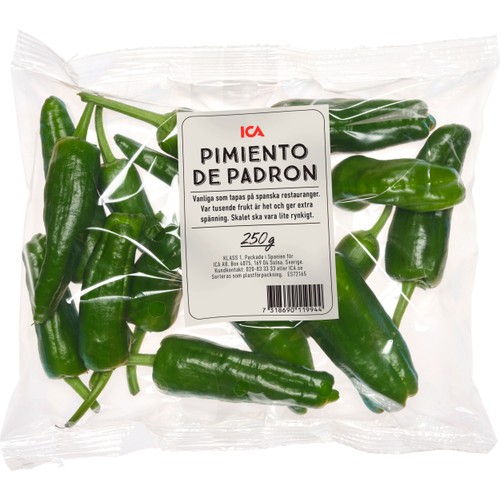 Pimiento de padron 250g Klass 1 ICA