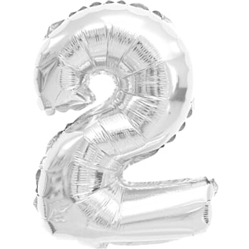 Folieballong Nr 2 Silver 35cm Happy Party