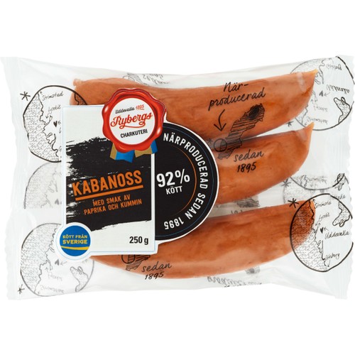 Kabanoss 92% Kötthalt 250g Rybergs