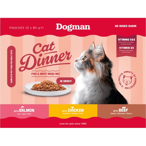 Helfoder Katt Meny Mix Sås 12-pack 1kg Dogman