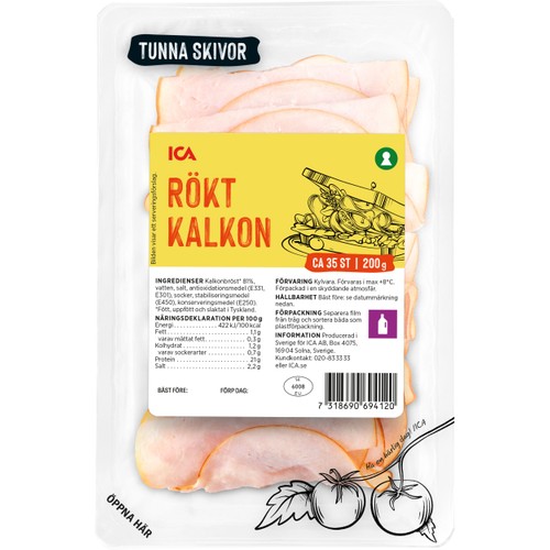 Kalkon Rökt Tunna Skivor 200g ICA