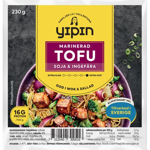 Tofu marinerad soja ingefära 230g Yipin