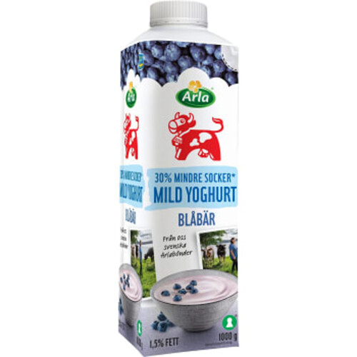Yoghurt Mild Blåbär 1,5% lättsockrad 1000g Arla Ko®