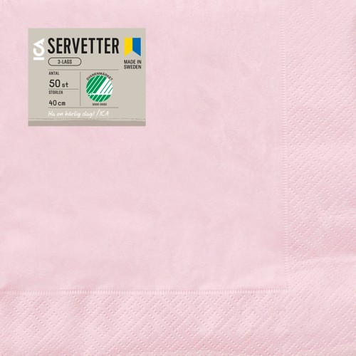 Servett 40cm Ljusrosa 50p