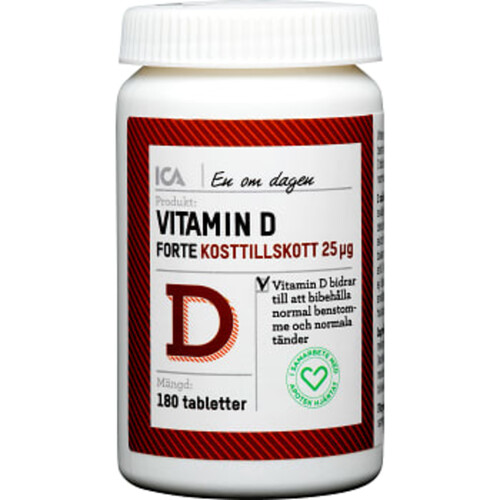 Kosttillskott Forte Vitamin D 180-p ICA Hjärtat