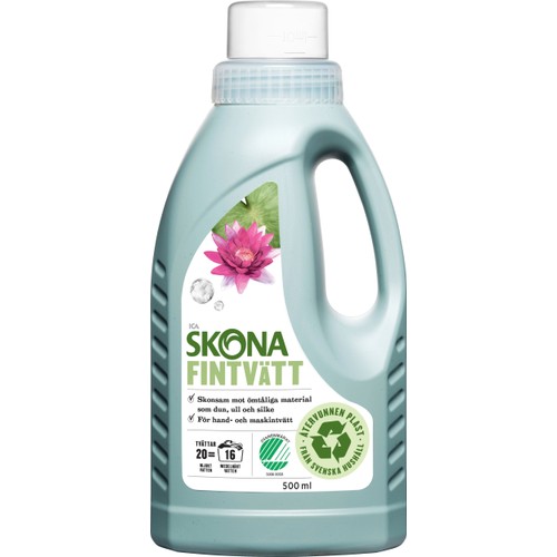 Tvättmedel Fintvätt Milt parfymerat Flytande 500ml Miljömärkt ICA Skona