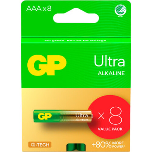 Batteri GP Ultra Alkaline AAA/LR03 8-pack GP